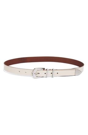 AllSaints Calfskin Leather Belt in Gypsum White at Nordstrom, Size X-Small