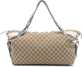 Gucci Borsa tote media in tela GG e bamb&ugrave; 2016-2025 - Marrone