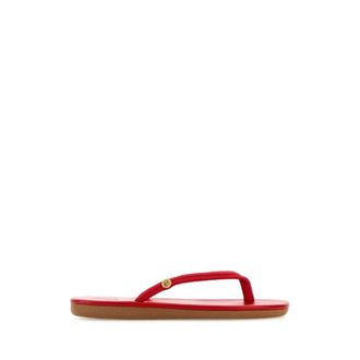 Ancient Greek Sandals Flip Flops, female, Red, Size: 6 US Red Fabric Thong Slippers