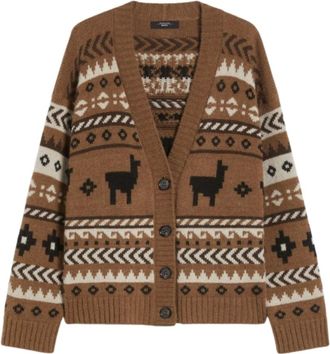 Max Mara Cardigans, female, Brown, XS, Jacquard Cardigan Jumper