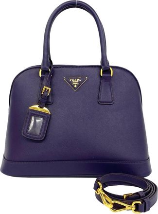 Prada Purple Leather Handbag Shoulder Bag Tote Bag (Pre-Owned)