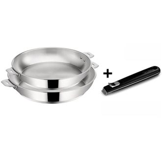 Lagostina Lagostina - set di 2 padelle in acciaio inox 24 e 28 cm + manico - 012138600003
