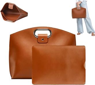 Generic Exquisite Business Waterproof Genuine Leather Laptop Bag Set, Unisex, Waterproof Genuine Leather Handbag/briefcase (Brown,One Size)