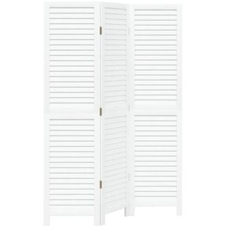 vidaXL vidaXL Room Divider 3 Panels White Solid Wood Paulownia