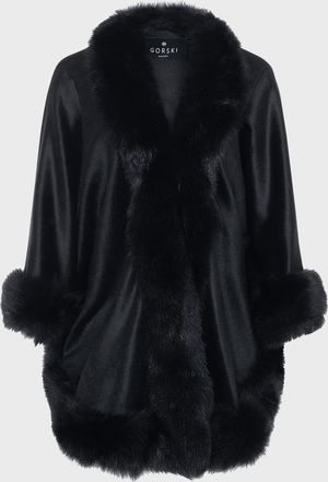 Gorski Cashmere Capelet with Lamb Shearling Trim