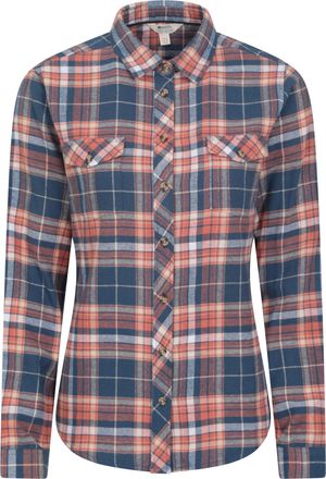 Mountain Warehouse Willow Brushed Flannel Ls Womens Shirt - Lightweight, Soft Lining with Extra Warmth & Comfort - Easy to Pack & Easy Care - Great for Travelling Navy W