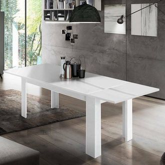 Dmora Mesa De Comedor Extensible, Made In Italy, Mesa Moderna Con Extensiones, Consola Extensible, 160 / 210x90h75 Cm, Color Blanco Brillante, Con Embalaje 