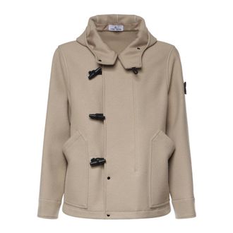 Stone Island Korte Parka - Heren - Jassen - Beige - Maat: L Wol