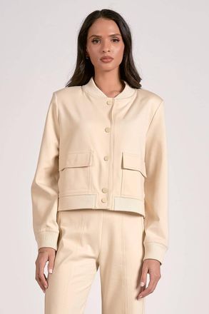 Elan Bomber Long Sleeve Jacket In Stone