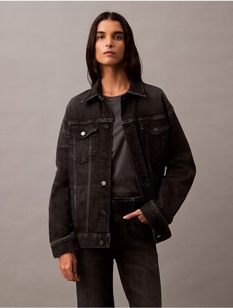 Calvin Klein Womens Cotton Cashmere Denim Jacket - Black - XS