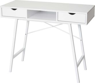 Hhg Hhg - Nunca Usado] Mesa Consola 162, Mesa Auxiliar De Almacenaje, Estructura 3d 100x40cm, Blanco