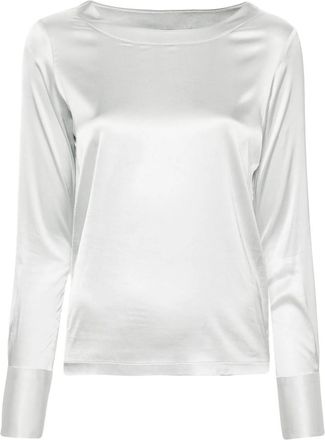 Mazzarelli Boat-neck Satin Blouse