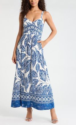 CeCe by Cynthia Steffe Leaf Print Sundress in New Ivory at Nordstrom, Size Xx-Small