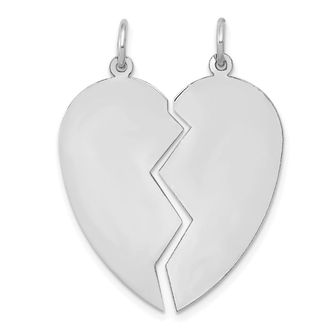Diamond2Deal 14K White 2 piece Heart Charm Pendant Set