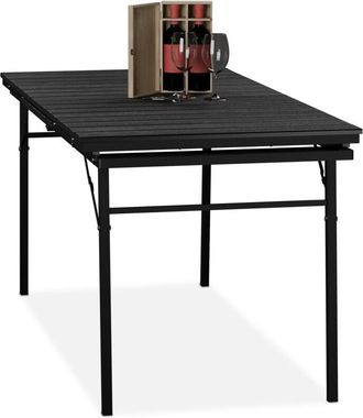 Relaxdays Relaxdays Foldable Garden Table, Extendable, Width: 166-215 cm, Plastic, Steel, Seats 8 People, Camping Table, Black