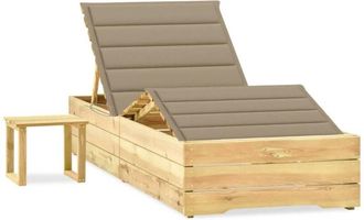 vidaXL Tumbona De Jard&iacute;n Con Mesa Y Coj&iacute;n De Madera De Pino Impregnada Vidaxl