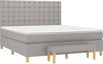 vidaXL Vidaxl - Cama Box Spring Con Colch&oacute;n Tela Gris Claro 160x200 Cm
