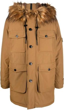 Diesel W-Jorg-Nw Hooded Padded Coat - Heren - Parka Jassen - Bruin - M - Katoen - Jassen