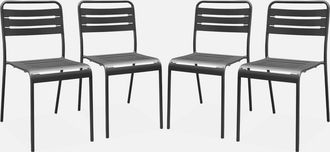 Sweeek Sweeek - Silla De Jard&iacute;n De Acero, Set De 4, Amelia, Antracita, 44x52x79 Cm