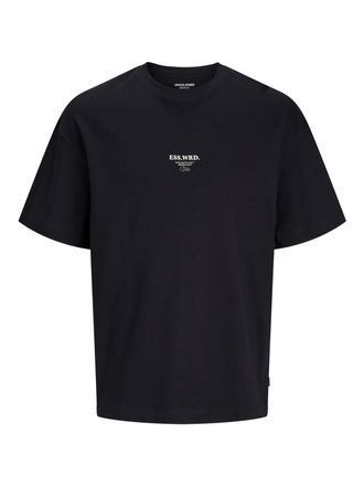 Jack & Jones Rundhalsshirt JACK & JONES JJEURBAN EDGE STUDIO TEE SS O-NECK NOOS, Herren, Gr. S, schwarz, Jersey, Obermaterial: 100% Baumwolle, bedruckt, weit taill