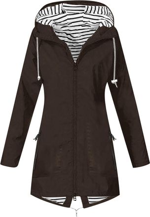 Generic Coffee Regatta Waterproof Jackets for Women UK Lightweight Hooded Raincoat Ladies Rain Jacket Durable Windproof Sunscreen Jackets Water-Resistant Wint