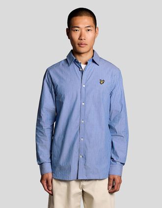 Lyle & Scott Lyle And Scott Mens Cotton Poplin Twin Stripe Shirt - Blue - Size: 38/Regular