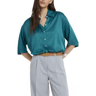 ottod'Ame Viscose Shirt in Blue at Nordstrom, Size 40 It