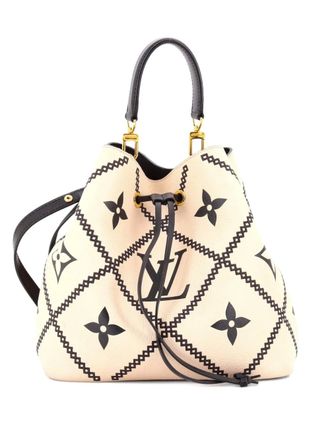 Louis Vuitton NeoNoe Handbag Monogram Empreinte Giant Broderies MM bucket bag - women - Calf Leather - One Size - Neutrals