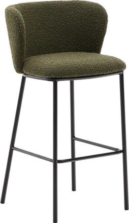 K Home Design Barstuhl Cesilia Sitzhöhe 75 cm - Bouclé Dunkelgrün