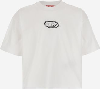 Diesel Girls Cotton T-Shirt With Logo White T-Shirts And Polos