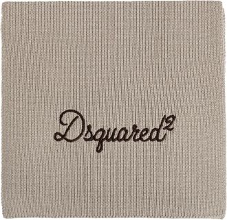 Dsquared2 Wol sjaal met geborduurd logo - Heren - Wintersjaals - Grijs - ONE Size - Wol - Accessoires