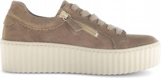 Gabor Womens Dolly Double Zip Platform Sneaker In Taupe Suede