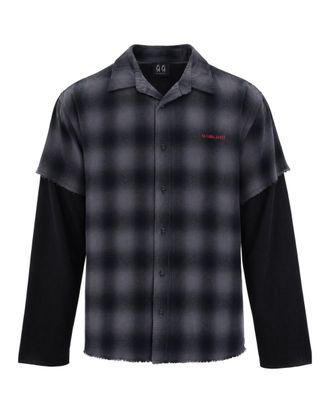 44 Label Group Double Patch Overdye Gray Flannel Shirt