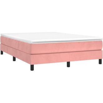 vidaXL Vidaxl - Cama Box Spring Con Colch&oacute;n Terciopelo Rosa 140x200 Cm