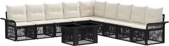 vidaXL Conjunto De Sof&aacute;s De Jard&iacute;n 10 Uds. Negro Y Blanco Crema Vidaxl