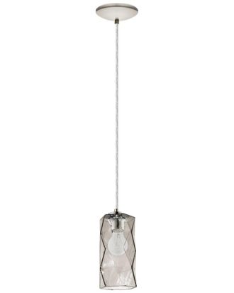 Eglo Eglo Estevau 1 Light Mini Pendant With Satin Nickel Finish & Smoked Glass Cylinder Shade