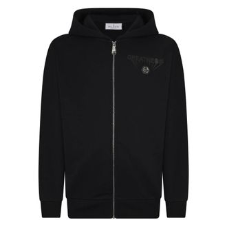 Philipp Plein Hoodies & sweatvesten, Heren, Zwart, M, Katoen, Fleece Zip Hoodie Greatness