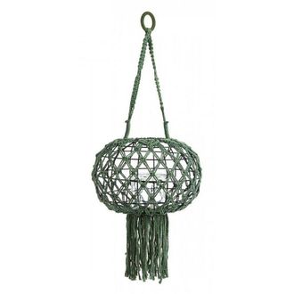 BIZZOTTO Bizzotto - Farol Colgante Estilo Vintage Realizado En Macram&eacute;, Color Verde 70h Cm