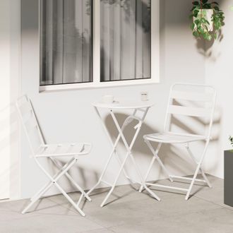 Berkfield Home 3 Piece Folding Bistro Set White Steel
