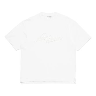 Acne Studios T-Shirts, male, White, L, Embroidered Logo T-Shirt