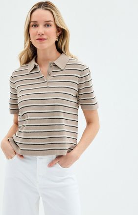 Contemporaine Womens Moss-stitch striped knit Cardigan Sweater