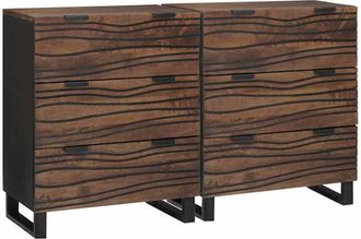 vidaXL Vidaxl - Tableros Lateral con cajón 2 pcs Marrón Mediano Madera maciza