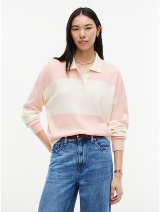 Tommy Hilfiger Womens Block Stripe Sweater Polo - Rich Cream - XXL