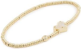 Kendra Scott Ari Heart Stretch Womens Bracelet Womens Bracelet Gold Rose Quartz, Brass