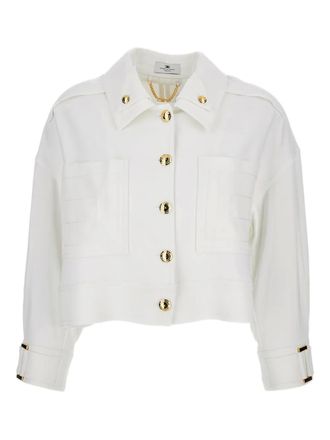 Elisabetta Franchi Jack met opgestikte zak - Wit