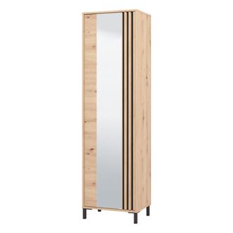 Dmora Mueble De Entrada Apia, Espejo Incluido, 2 Estantes, Perchero, 193x55x40h Cm Roble Marr&oacute;n Nudos