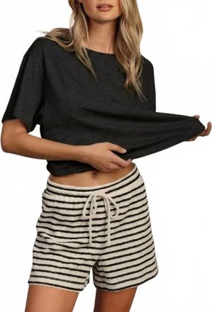 True Grit Paige Stripe Short In Black
