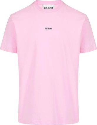 Iceberg Roze katoenen jersey T-shirt in een klassieke- normale pasvorm met geborduurd logo - Heren - T-shirts - Roze - L - Katoen - Tops