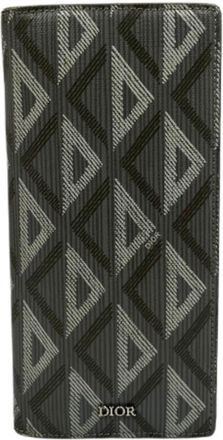 Dior Gray Leather Long Wallet (Bi-Fold) (Pre-Owned)