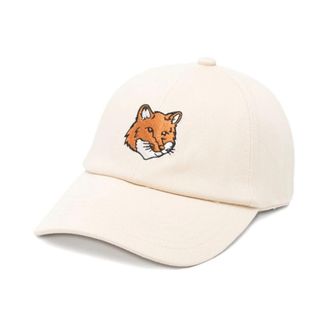 Maison Kitsun&eacute; Fox Head Baseball Cap - Heren - Petten - Beige - ONE Size - Accessoires